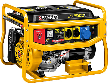 STEHER 7000 Вт, бензиновый генератор с электростартером (GS-8000E)