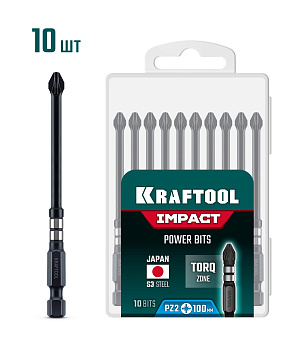 KRAFTOOL Impact PZ 2, 100 мм, 10 шт, ударные биты (26193-2-100-S10)