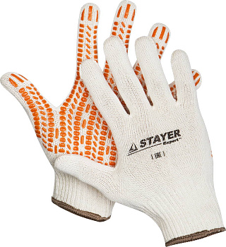 STAYER TRACK, L-XL, х/б перчатки с мягким покрытием ″протектор″ из ПВХ-геля, увеличенная площадь пок