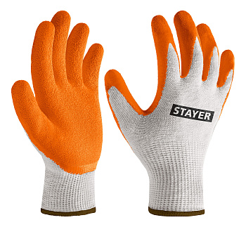 STAYER ULTRA, L-XL, х/б перчатки с рельефным латексным покрытием, противоскользящие, 13 класс (11403