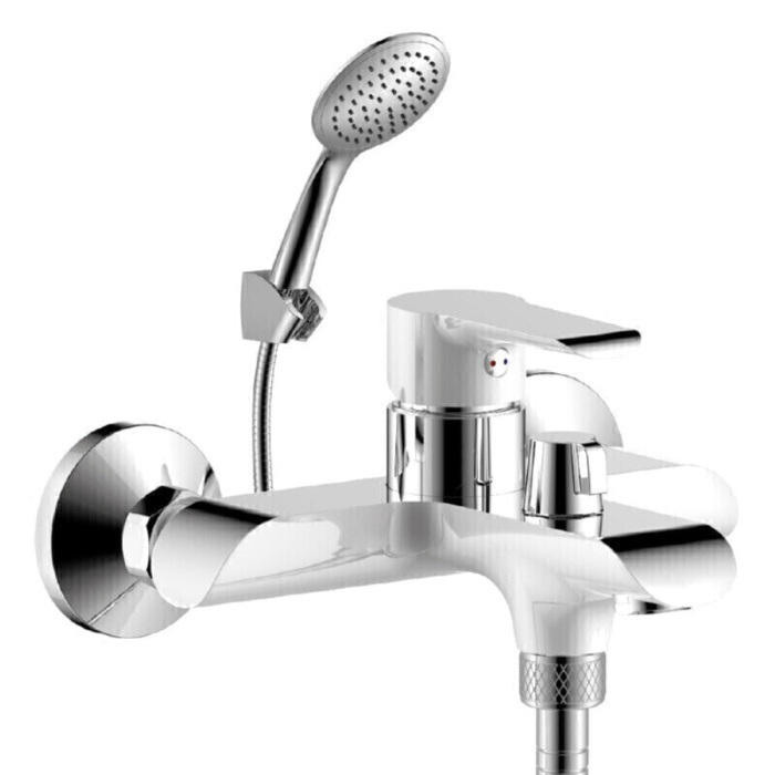 Смеситель для ванны W35-31 с монолитным изливом, хром/белый, Rossinka