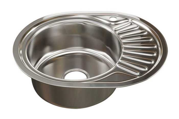 Мойка овал 57х45 (0,8) левая, глубина 18 см, выпуск 3"1/2, с сифоном MixLine