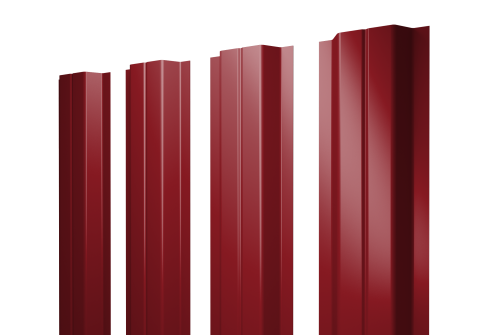 Штакетник П-образный A с прямым резом 0,45 PE RAL 3003 рубиново-красный (176062)
