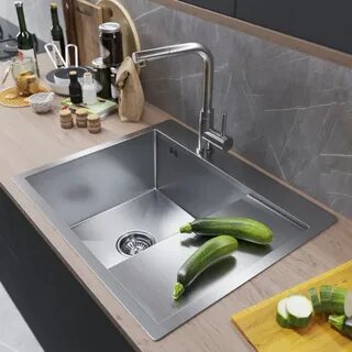 Мойка 60х50 (3,0) левая, глубина 20 см, выпуск 3"1/2, САТИН с сифоном MixLine