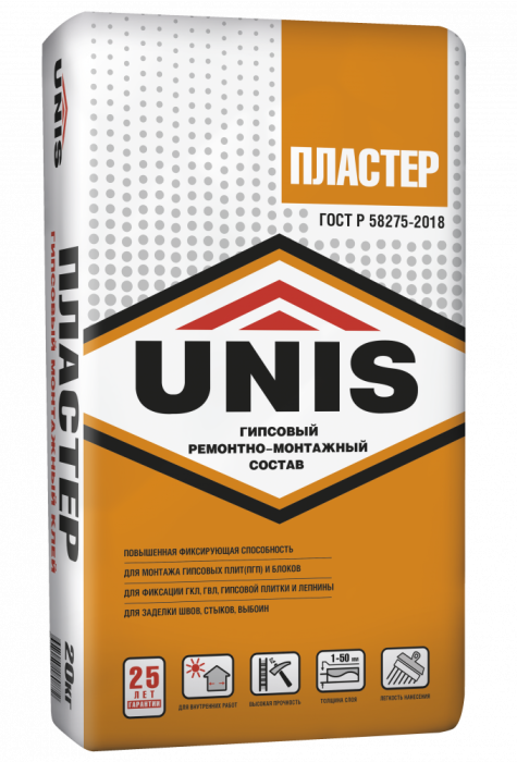 ЮНИС ПЛАСТЕР клей-шпатлёвка, 20 кг