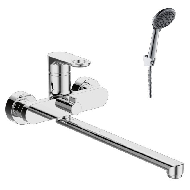 Смеситель для ванны RS33-32 с плоским изливом 350 мм, хром, Rossinka