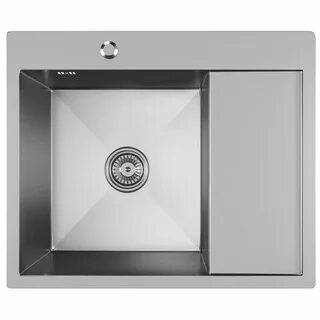 Мойка 60х50 (3,0) левая, глубина 20 см, выпуск 3"1/2, САТИН с сифоном MixLine