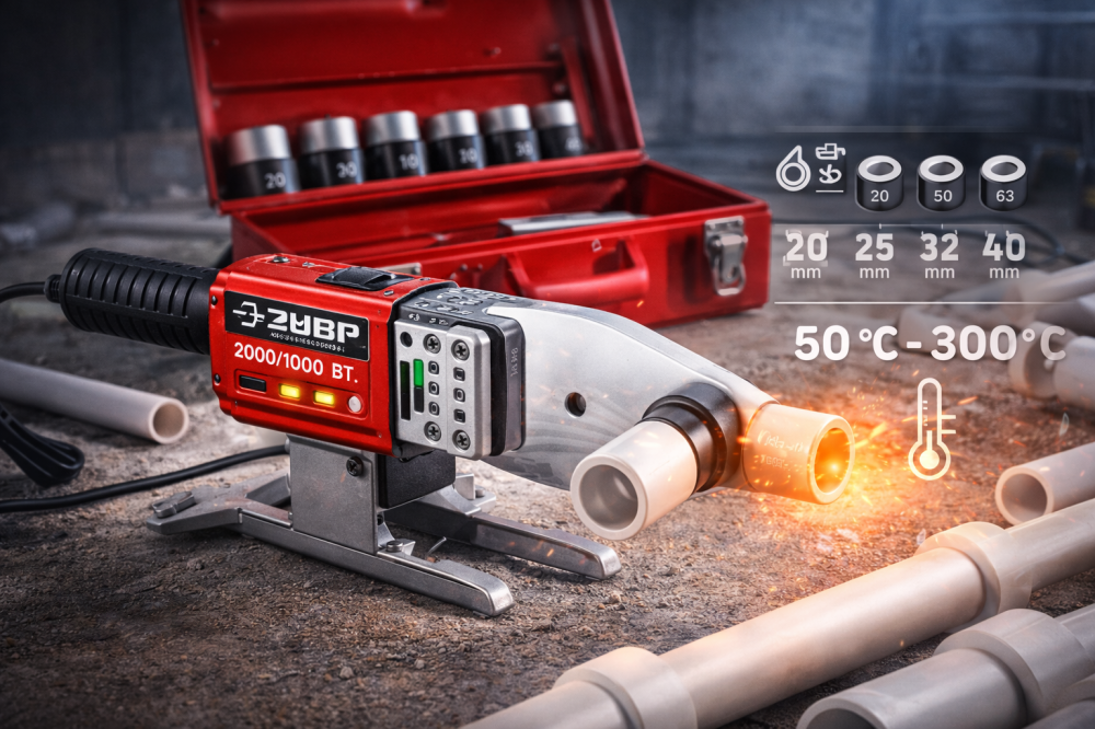 Паяльник для полипропиленовых труб ЗУБР АСТ-2000 2000 Вт — купить надежный сварочник