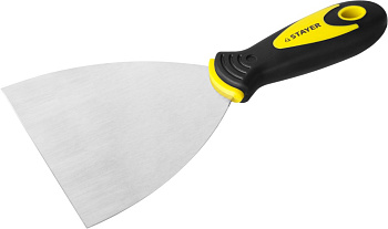STAYER MAXFlat, 120 мм, профилированное полотно, двухкомпонентная ручка, нержавеющий, шпатель (10041