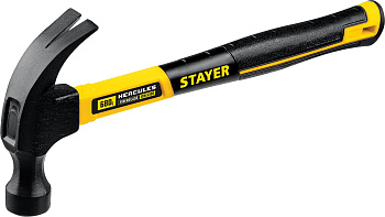 STAYER Fiberglass, 680 г, с фиберглассовой рукояткой, столярный молоток-гвоздодёр, Professional (202