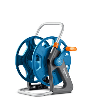 GRINDA HR-60, для шлангов 60м x 1/2″ и 30м х 3/4″, стальные опоры, пластиковый барабан, катушка для