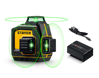 STAYER SL-3D, 50м, точн. +/-0,5 мм/м, зеленый лазерный нивелир (34963)
