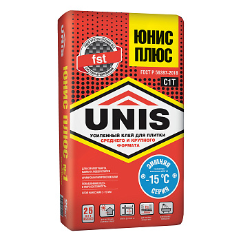 Плиточный клей UNIS Плюс зимний, 25 кг 4607005184658