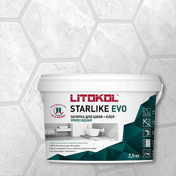 Эпоксидный состав для укладки и затирки мозаики LITOKOL STARLIKE EVO S.102 BIANCO GHIACCIO 2.5 кг 48