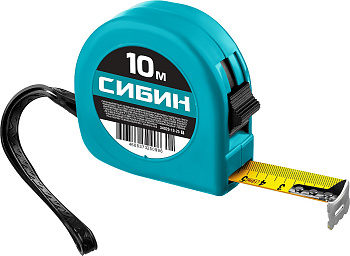 Рулетка в пластиковом корпусе СИБИН МЕТКА 10м 25мм 34020-10-25_z01