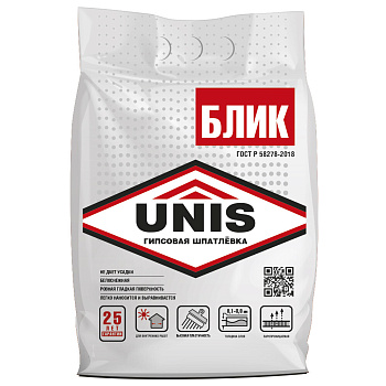 Шпаклевка гипсовая Unis Блик финишная белая 5 кг