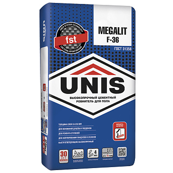 Ровнитель для пола высокопрочный цементный UNIS MEGALIT F-36 25 кг