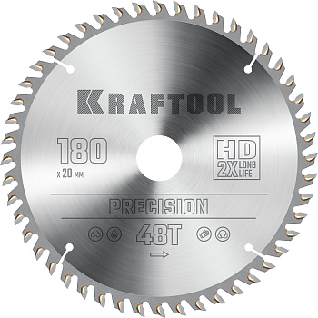 KRAFTOOL Precision, 180 х 20 мм, 48Т, пильный диск по дереву (36952-180-20)