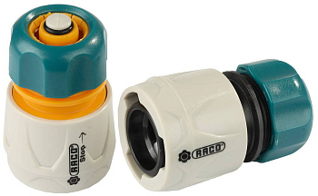 RACO ORIGINAL, 1/2″ + 1/2″ с автостопом, из ABS пластика, быстросъемный соединитель, для шланга, наб
