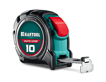 KRAFTOOL AutoStop 10м х 25мм, профессиональная рулетка с автостопом (3412-10-25)