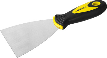 STAYER MAXFlat, 100 мм, профилированное полотно, двухкомпонентная ручка, нержавеющий, шпатель