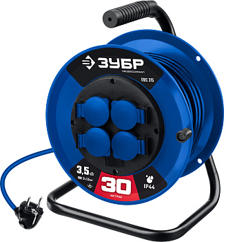 ЗУБР ПВС-315, ПВС, 3 x 1.5 мм2, 30 м, 3500 Вт, IP44, силовой удлинитель на катушке, Профессионал (55