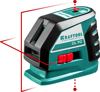 Лазерный линейный нивелир KRAFTOOL CL-70 20м / 70м /детектор/, сверхъяркий IP54 34660