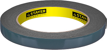 STAYER 12 мм, 5 м, черная, на вспененной основе, двухсторонняя клейкая лента, Professional (12233-12