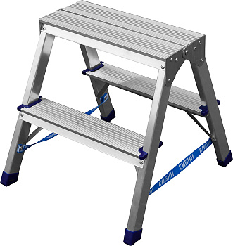 Двухсторонняя алюминиевая стремянка СИБИН 2 ступени 38825-02