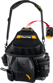 Поясная сумка 320x310 мм с быстросъёмным креплением FastClip KRAFTOOL KPB-20 плечевой ремень, 20 кар