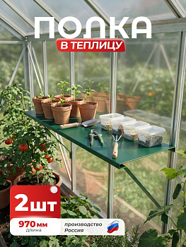 Полка-держатель в теплицу для садового инвентаря Длина 970мм, Зеленый (RAL 6005), 0,45мм, комплект 2
