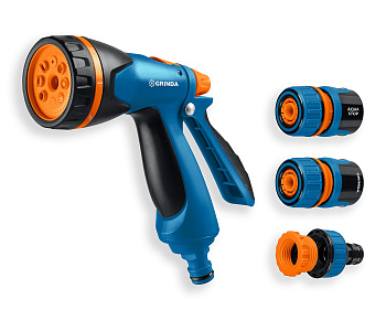 GRINDA B-812, питолет поливочный B-8, коннектор 1/2, конектор 1/2 с автостопом, адаптер с внутр. рез