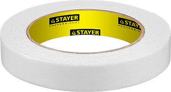 STAYER 19 мм, 5 м, белая, на вспененной основе, двухсторонняя клейкая лента, Professional (12231-19-