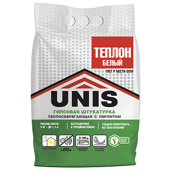 Штукатурка гипсовая Unis Теплон белая 5 кг