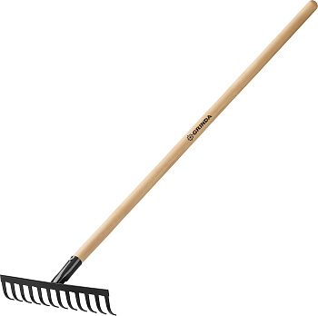 GRINDA GT-12 WOOD, 310 х 80 х 1300 мм, 12 прямых зубцов, углерод. сталь, антикор. покрытие, черенок