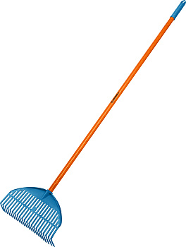 GRINDA PL-22 FIBER, 450 х 40 х 1460 мм, 22 зубца, ударопрочный пластик, фибергласовый черенок, грабл