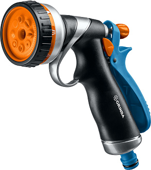 GRINDA RM-8, 8 режимов, курок сзади, металлический с TPR, поливочный пистолет, PROLine (8-427143)