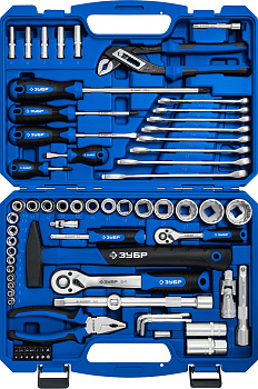 ЗУБР Универсал-76, 76 предм., (1/2″+ 1/4″), универсальный набор инструмента, Профессионал (27670-H76
