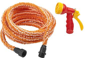 GRINDA PS-15, удлиняющийся шланг 5 - 15 м, пистолет поливочный, коннекторы, поливочный набор (428496