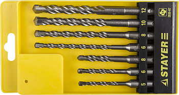 STAYER 7 шт: 5/6/8+R[-36]C:RCx110. 6/8/10/12х160 мм, набор SDS-plus буров, Professional (2930-H7)