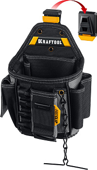 Поясная сумка 280x200 мм с быстросъёмным креплением KRAFTOOL FastClip KP-13E , 13 карманов и петель
