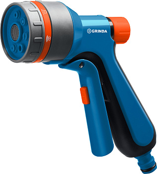 GRINDA F-7, 7 режимов, курок спереди, двухкомпонентный с регулятором напора, поливочный пистолет, PR