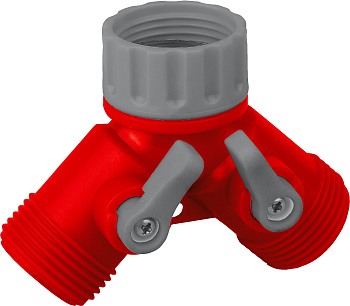 GRINDA GS-2, 3/4″, двухканальный, с внутренней резьбой, ударопрочный пластик, поливочный распределит