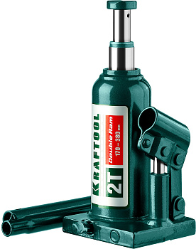 KRAFTOOL DOUBLE RAM, 2 т, 170 - 380 мм, с увеличенным подъемом, двухштоковый бутылочный домкрат (434