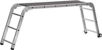 Профессиональные рабочие подмости СИБИН ПРП-36 3x6x3 ступени, алюмин, складные с колесами и съемной