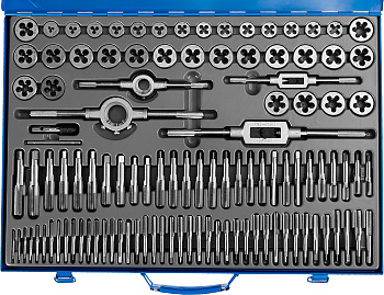 ЗУБР 110 предметов, сталь Р6М5, набор метчиков и плашек, Профессионал (28110-H110)