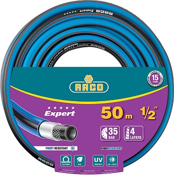 RACO EXPERT, 1/2″, 50 м, 35 атм, четырёхслойный, армированный, поливочный шланг (40302-1/2-50)