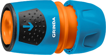 GRINDA TU-A, 1/2″ - 3/4″, быстросъемный, с автостопом, пластиковый с TPR, для шланга, универсальный