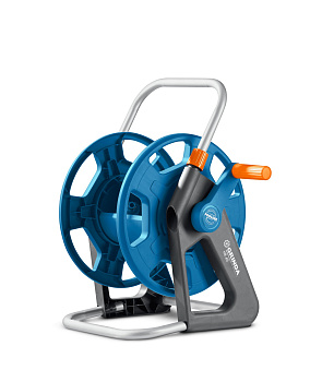 GRINDA HR-45, для шлангов 45м x 1/2″ и 20м х 3/4″, стальные опоры, пластиковый барабан, катушка для