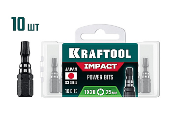 KRAFTOOL Impact TX 20, 25 мм, 10 шт, ударные биты (26195-20-25-S10)